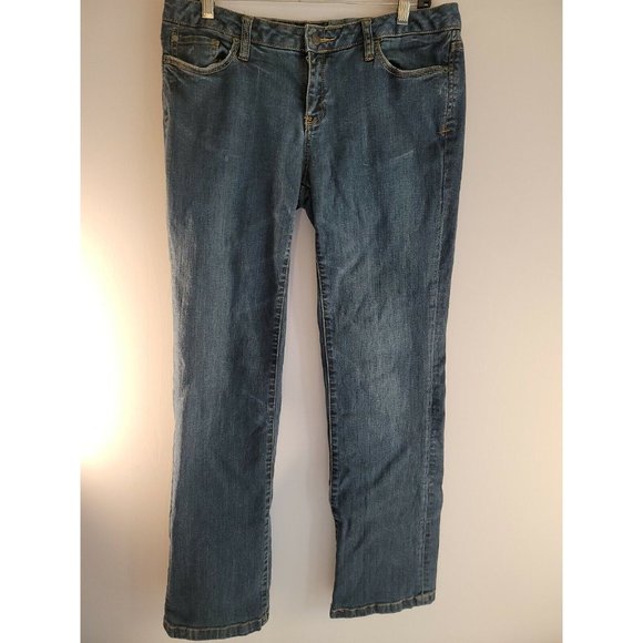 Converse One Star Blue Denim Jeans Size 12 Bootcut  Med Wash slight Distress - Picture 1 of 12